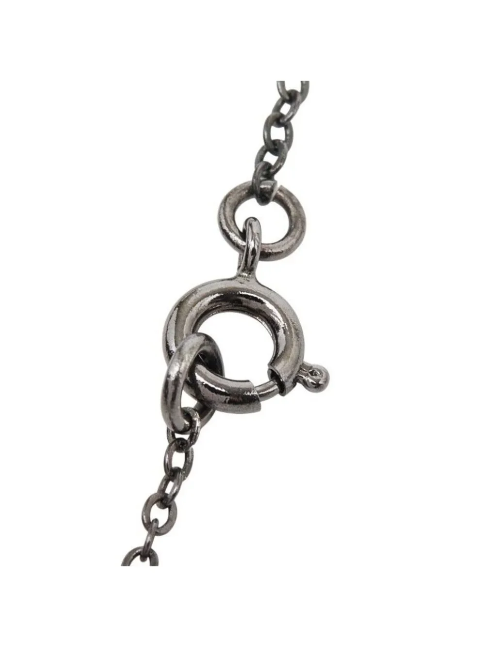 Chanel CC Logo Necklace Black Metal Rhinestone